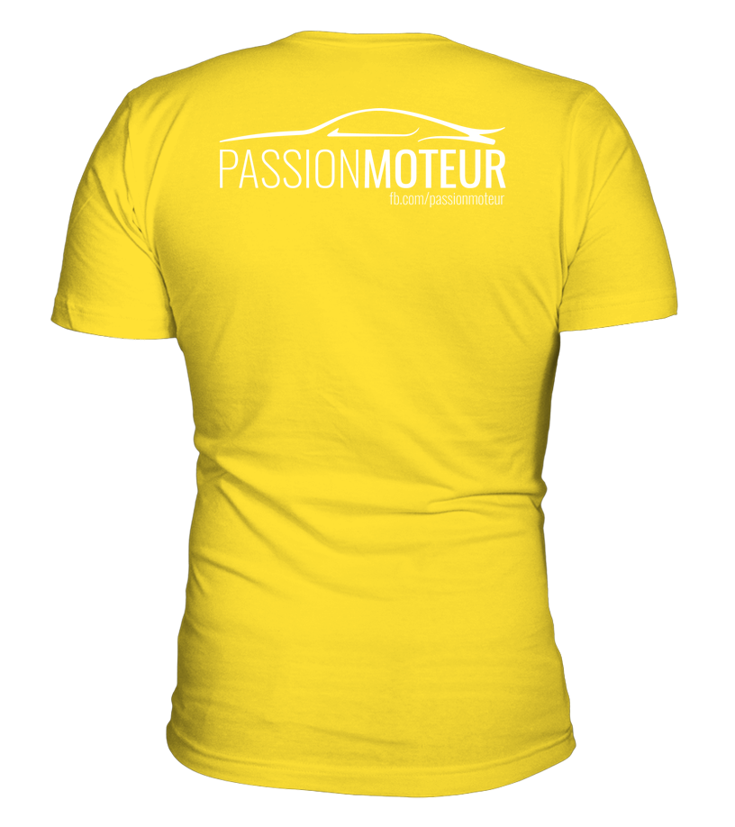 T-shirt Passion Moteur foncé avec impression blanche au dos