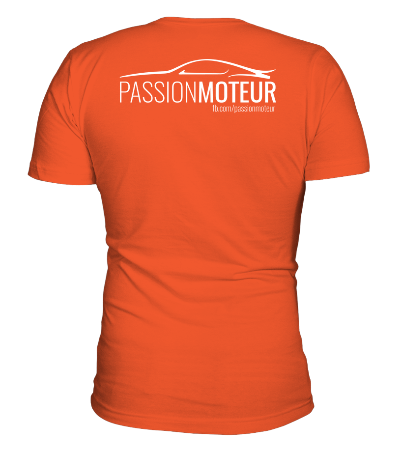 T-shirt Passion Moteur foncé avec impression blanche au dos