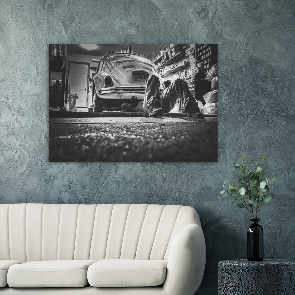 Poster Volkswagen Coccinelle et son mécano