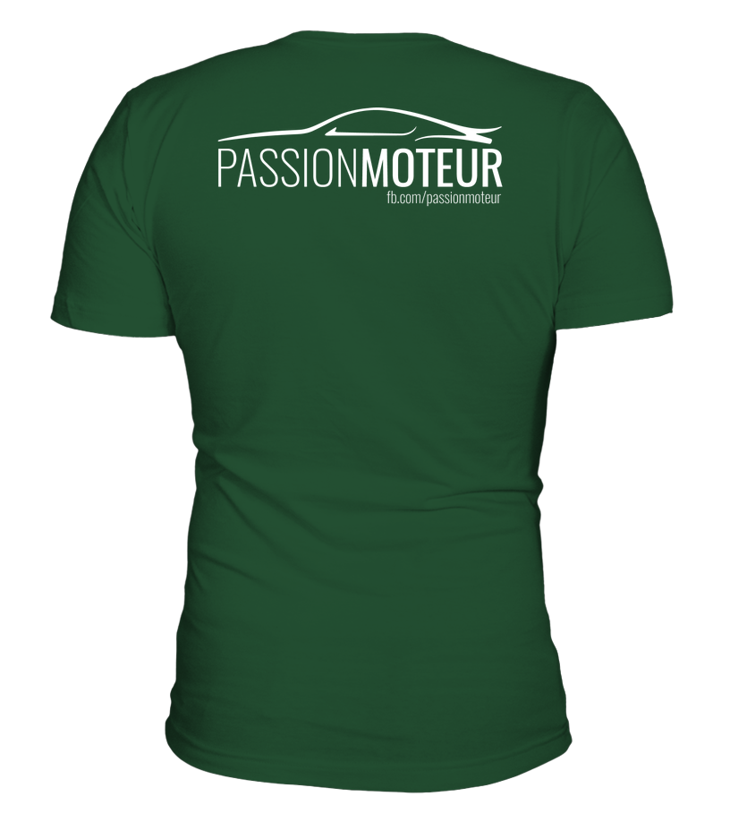 T-shirt Passion Moteur foncé avec impression blanche au dos