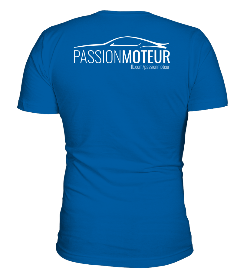 T-shirt Passion Moteur foncé avec impression blanche au dos