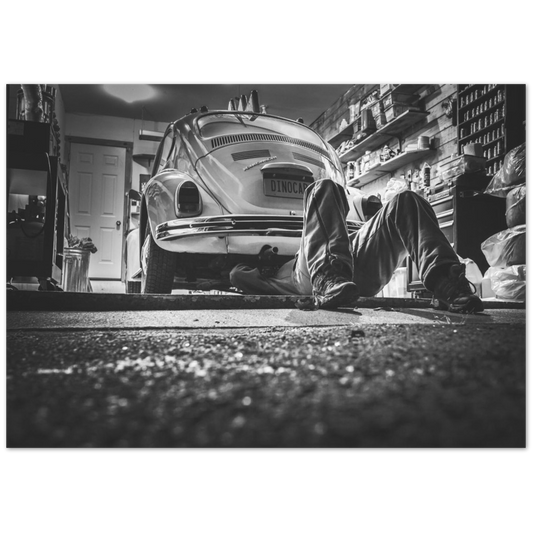 Poster Volkswagen Coccinelle et son mécano